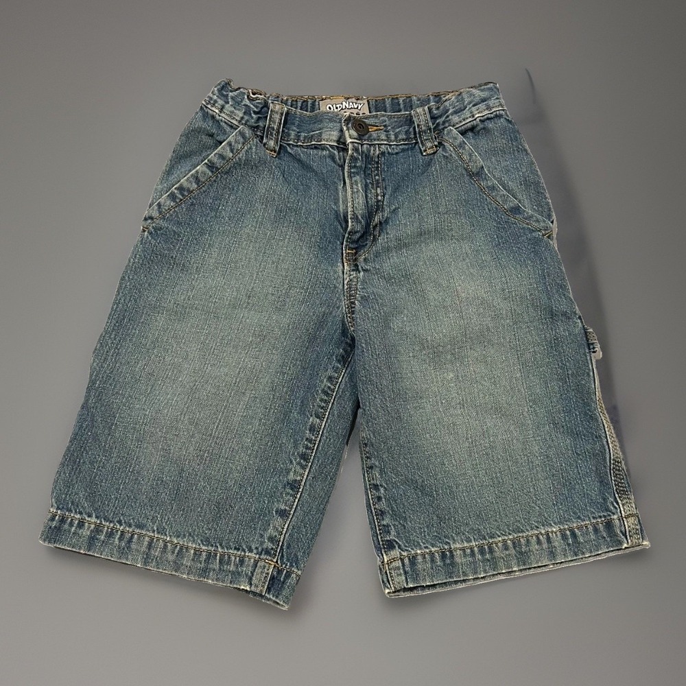 Y2K Old Navy Kids Faded Denim Jort Carpenter Shorts Blue Skater Sz Youth 8
